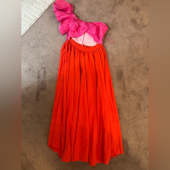 AMUR Pink and Orange CLEOPATRA Ruffle One-Shoulder Dress - Picture 3 of 5